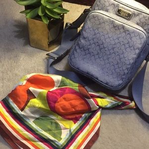 Coach traveling side bag & silk scarf